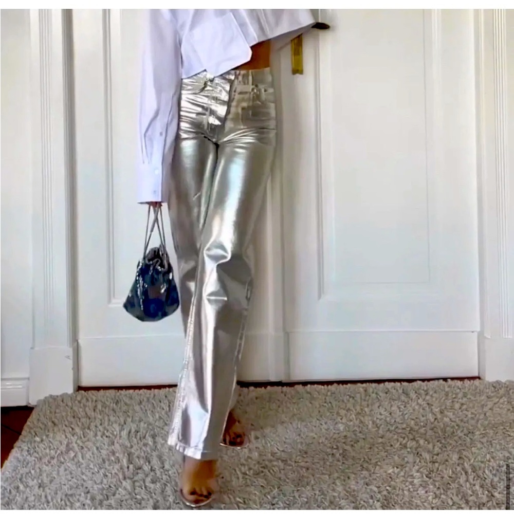Silver faux leather Rachel Zoe size 0 pant
